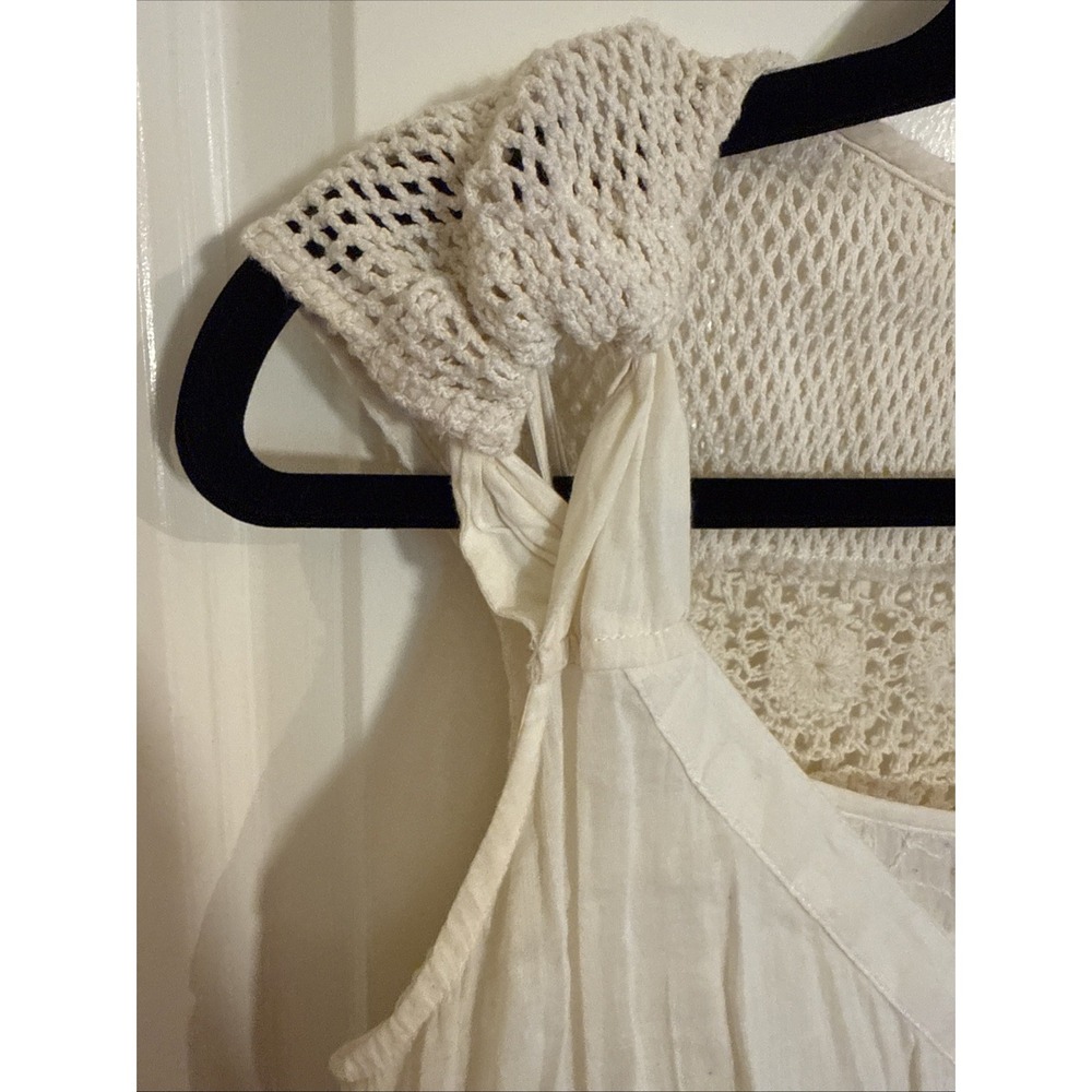 Sundance Ivory Cotton Crocheted Midi Dress Size 8 - Picture 3 of 11